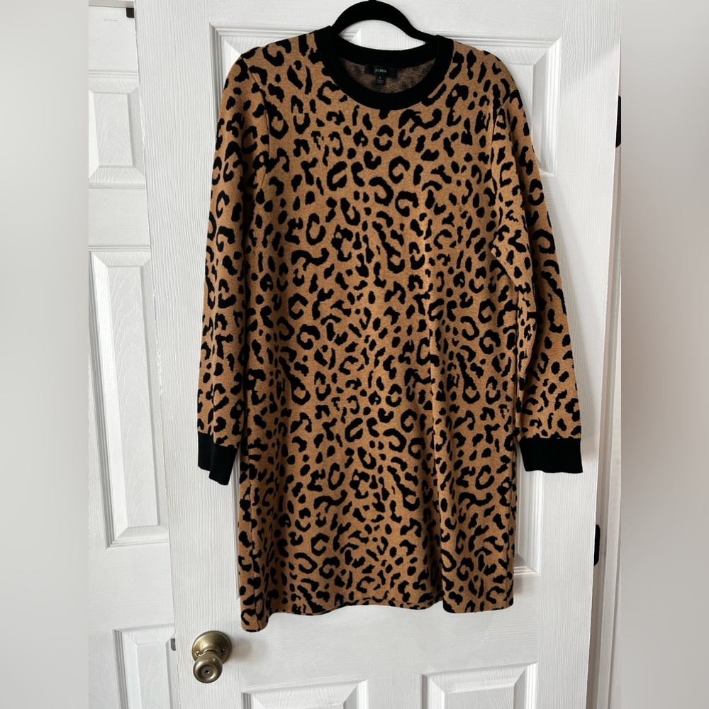 Leopard Print Sweater Dress